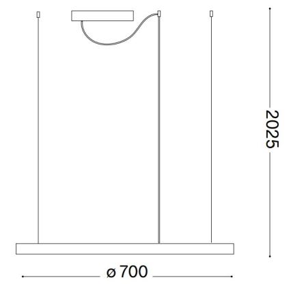 Ideal Lux - LED-himmennettävä riippuvalaisin vaijerilla ORACLE SLIM LED/40W/230V 3000K CRI 90 Ø 70 cm valkoinen