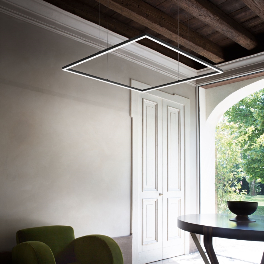 Ideal Lux - LED-riippuvalaisin vaijerilla ORACLE SLIM LED/44W/230V 3000K CRI 90 70x70 cm musta