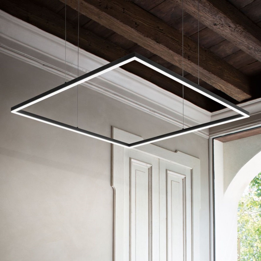 Ideal Lux - LED-riippuvalaisin vaijerilla ORACLE SLIM LED/44W/230V 3000K CRI 90 70x70 cm musta