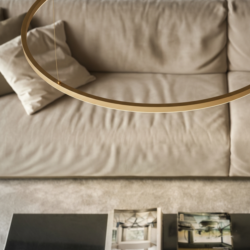 Ideal Lux - LED-riippuvalaisin vaijerilla ORACLE SLIM LED/53W/230V 3000K CRI 90 halkaisija 90 cm kultainen