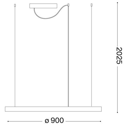 Ideal Lux - LED-riippuvalaisin vaijerilla ORACLE SLIM LED/53W/230V 3000K CRI 90 halkaisija 90 cm kultainen