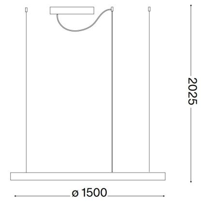 Ideal Lux - LED-himennettävä riippuvalaisin vaijerilla ORACLE SLIM LED/77W/230V 3000K CRI 90 halkaisija 150 cm musta