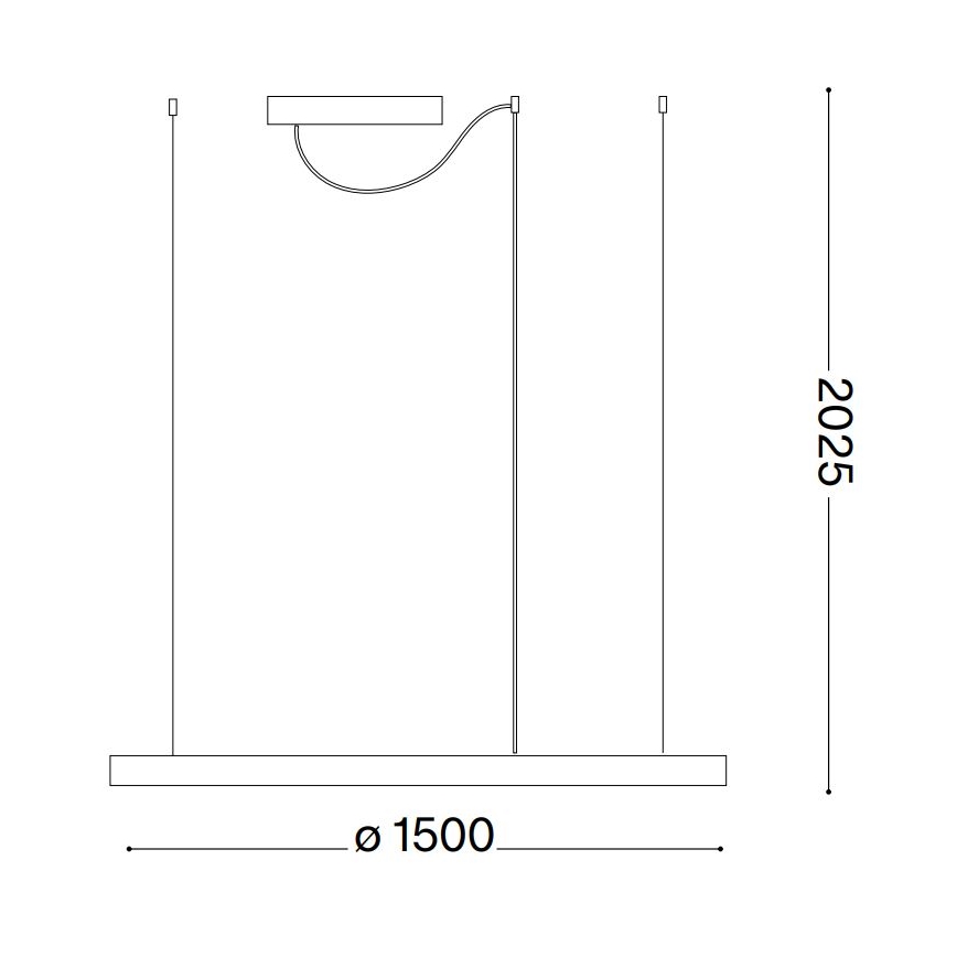 Ideal Lux - LED-himennettävä riippuvalaisin vaijerilla ORACLE SLIM LED/77W/230V 3000K CRI 90 halkaisija 150 cm musta