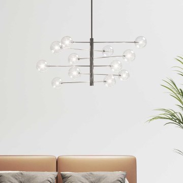 Ideal Lux - LED-riipuskattokruunu EQUINOXE 12xG4/2W/230V halkaisija 124 cm kiiltävä kromi/läpinäkyvä