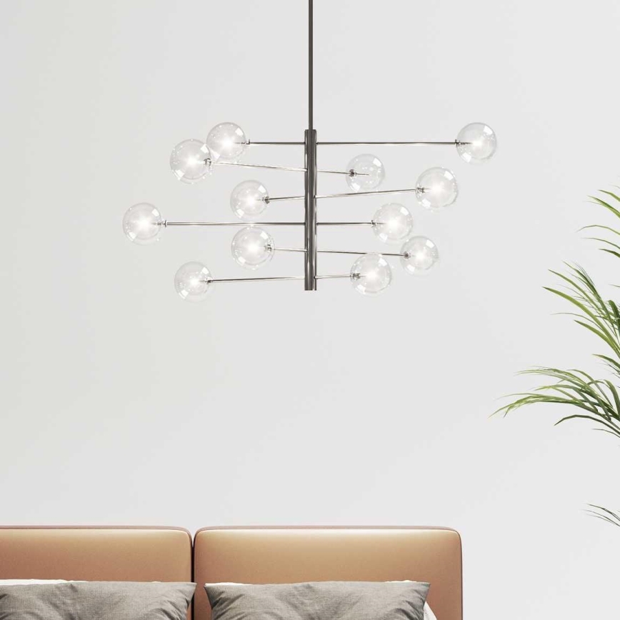 Ideal Lux - LED-riipuskattokruunu EQUINOXE 12xG4/2W/230V halkaisija 124 cm kiiltävä kromi/läpinäkyvä