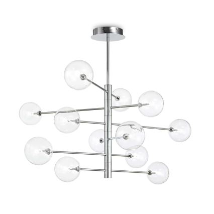 Ideal Lux - LED-riipuskattokruunu EQUINOXE 12xG4/2W/230V halkaisija 124 cm kiiltävä kromi/läpinäkyvä
