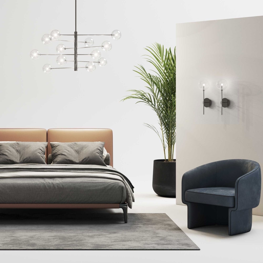 Ideal Lux - LED-riipuskattokruunu EQUINOXE 12xG4/2W/230V halkaisija 124 cm kiiltävä kromi/läpinäkyvä