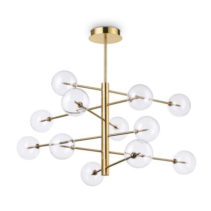 Ideal Lux - LED-riipuskattokruunu EQUINOXE 12xG4/2W/230V halkaisija 124 cm messinki/läpinäkyvä