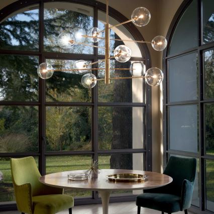 Ideal Lux - LED-riipuskattokruunu EQUINOXE 12xG4/2W/230V halkaisija 124 cm messinki/läpinäkyvä