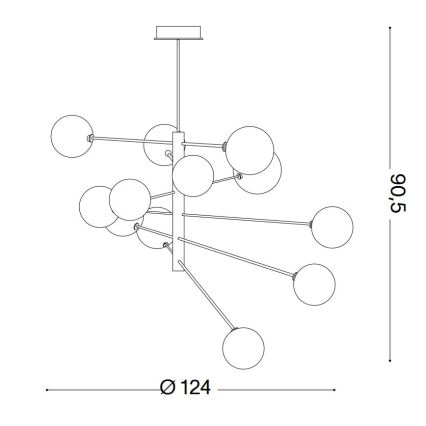 Ideal Lux - LED-riipuskattokruunu EQUINOXE 12xG4/2W/230V halkaisija 124 cm messinki/läpinäkyvä