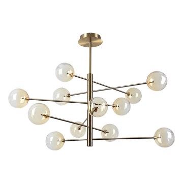 Ideal Lux - LED-riipuskattokruunu EQUINOXE 12xG4/2W/230V halkaisija 128,1 cm messinki/savuinen