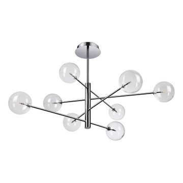 Ideal Lux - LED-riipuskattokruunu EQUINOXE 8xG4/2W/230V halkaisija 128 cm kiiltävä kromi/läpinäkyvä