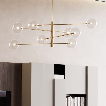Ideal Lux - LED-riipuskattokruunu EQUINOXE 8xG4/2W/230V halkaisija 128 cm messinki/läpinäkyvä