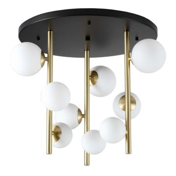 Ideal Lux - LED-riipuskattokruunu PERLAGE 9xG9/3W/230V halkaisija 55 cm kulta/valkoinen