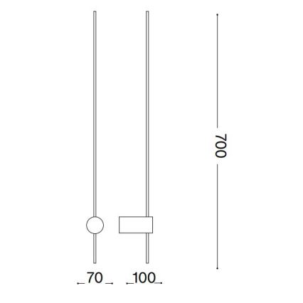 Ideal Lux - LED-seinävalaisin ESSENCE LED/12W/230V 4000K 70 cm CRI 90 musta