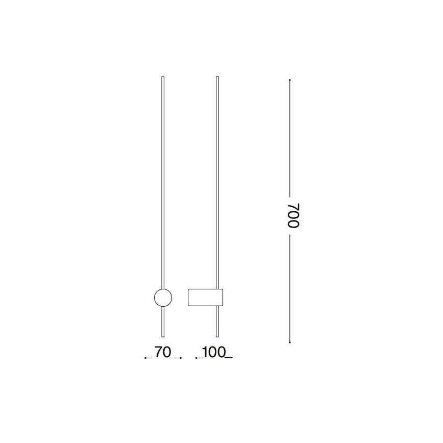 Ideal Lux - LED-seinävalaisin ESSENCE LED/12W/230V 4000K 70 cm CRI 90 musta