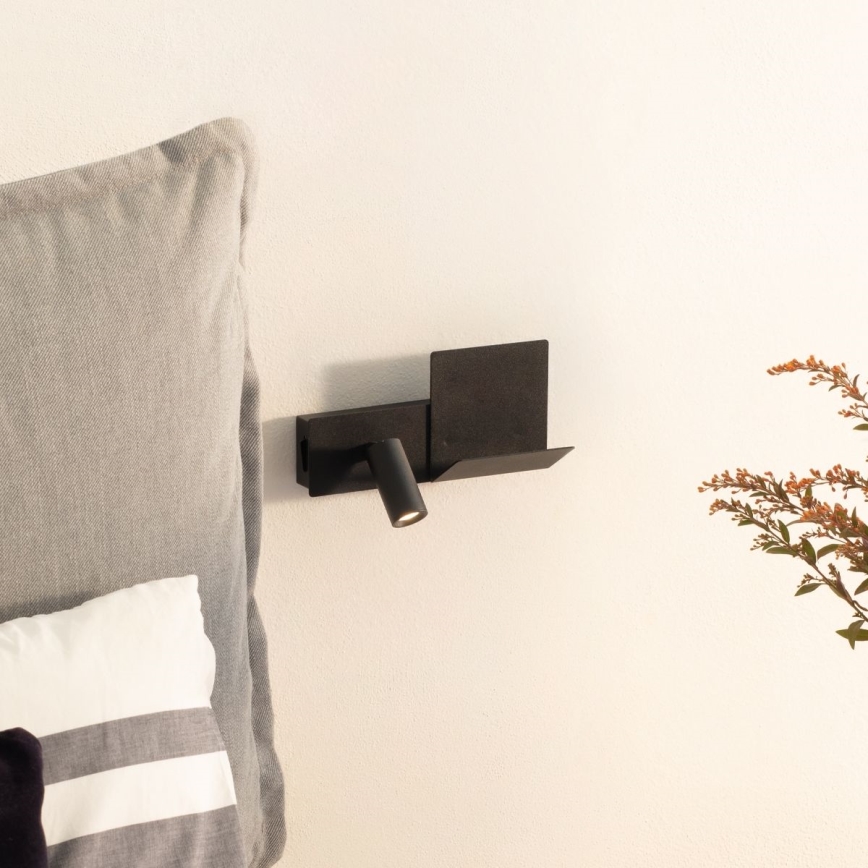 Ideal Lux - LED-seinävalaisin KOMODO LED/4,5W/230V USB CRI 90 musta