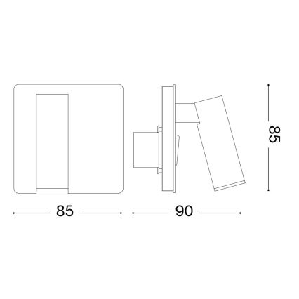 Ideal Lux - LED-seinävalaisin LITE LED/3W/230V CRI 90 musta