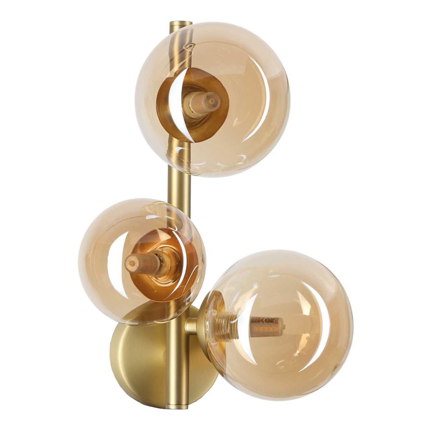 Ideal Lux - LED-seinävalaisin PERLAGE 3xG9/3W/230V kulta/savuinen