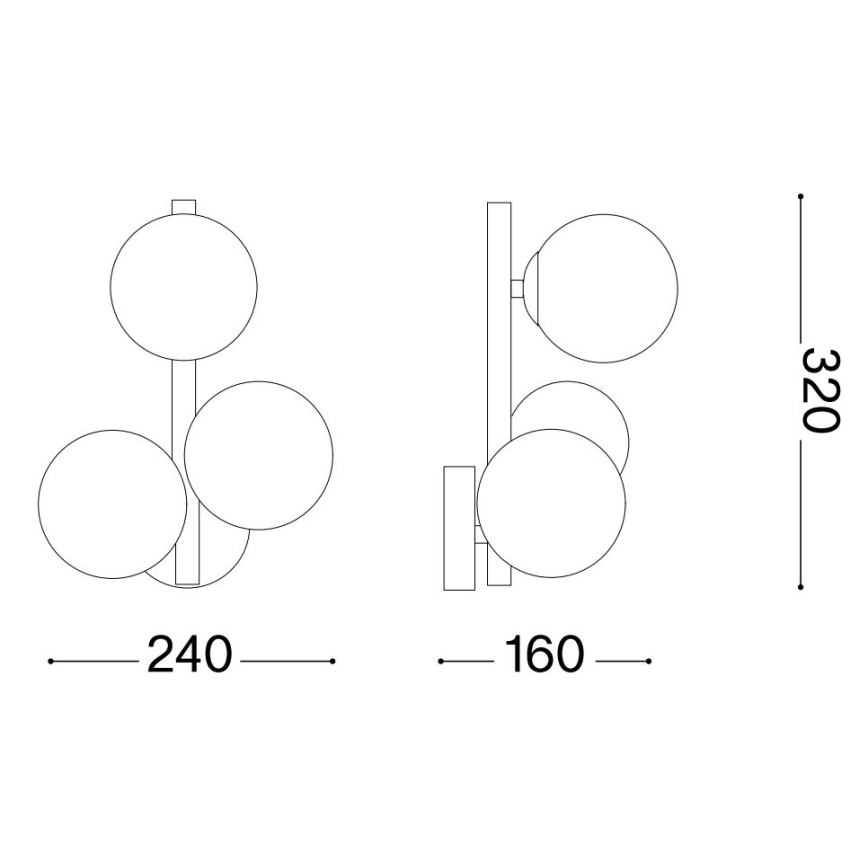 Ideal Lux - LED-seinävalaisin PERLAGE 3xG9/3W/230V kulta/savuinen