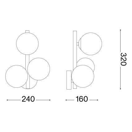Ideal Lux - LED-seinävalaisin PERLAGE 3xG9/3W/230V musta/savuinen