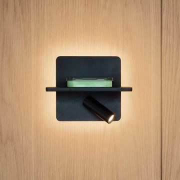 Ideal Lux - LED-seinävalaisin PIANO LED/11,5W/230V USB musta