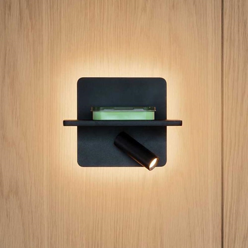Ideal Lux - LED-seinävalaisin PIANO LED/11,5W/230V USB musta