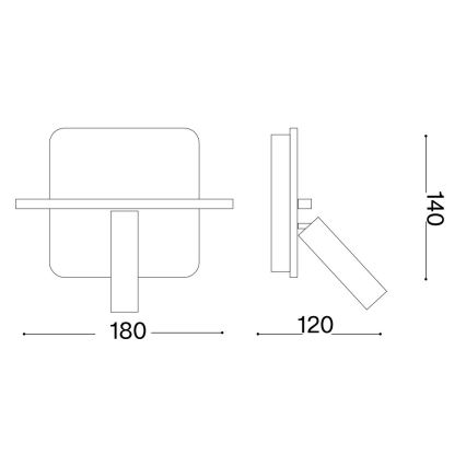 Ideal Lux - LED-seinävalaisin PIANO LED/11,5W/230V USB musta