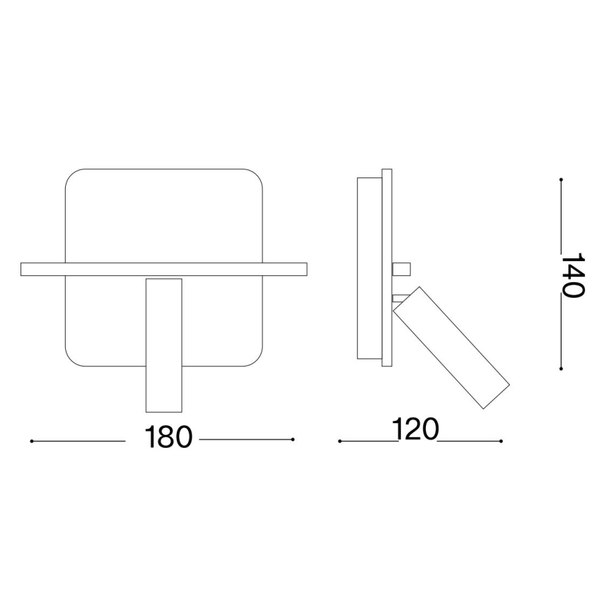 Ideal Lux - LED-seinävalaisin PIANO LED/11,5W/230V USB musta