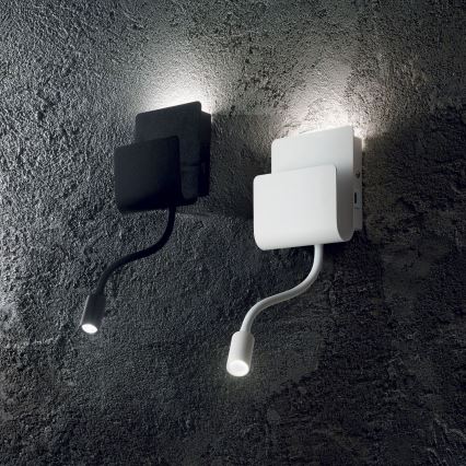 Ideal Lux - LED-seinävalaisin kanssa joustava pieni lamppu PROBE LED/9,5W/230V USB CRI 90 musta