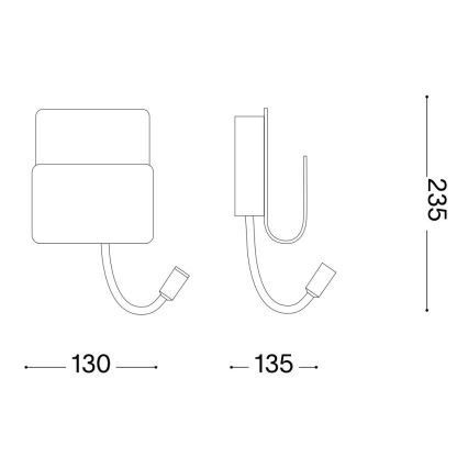 Ideal Lux - LED-seinävalaisin kanssa joustava lampičkou PROBE LED/9,5W/230V USB CRI 90 valkoinen