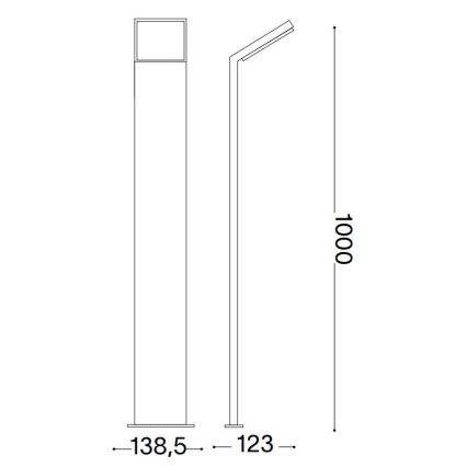 Ideal Lux - LED-ulkolamppu STYLE LED/8,5W/230V 4000K 100 cm CRI 90 IP54 antrasiitti