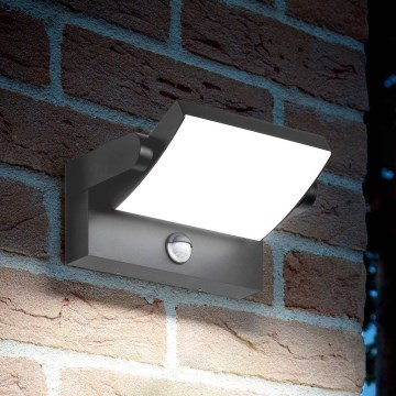 Ideal Lux - LED Ulkovalo anturilla SWIPE LED/21W/230V CRI 90 IP54 antrasiitti