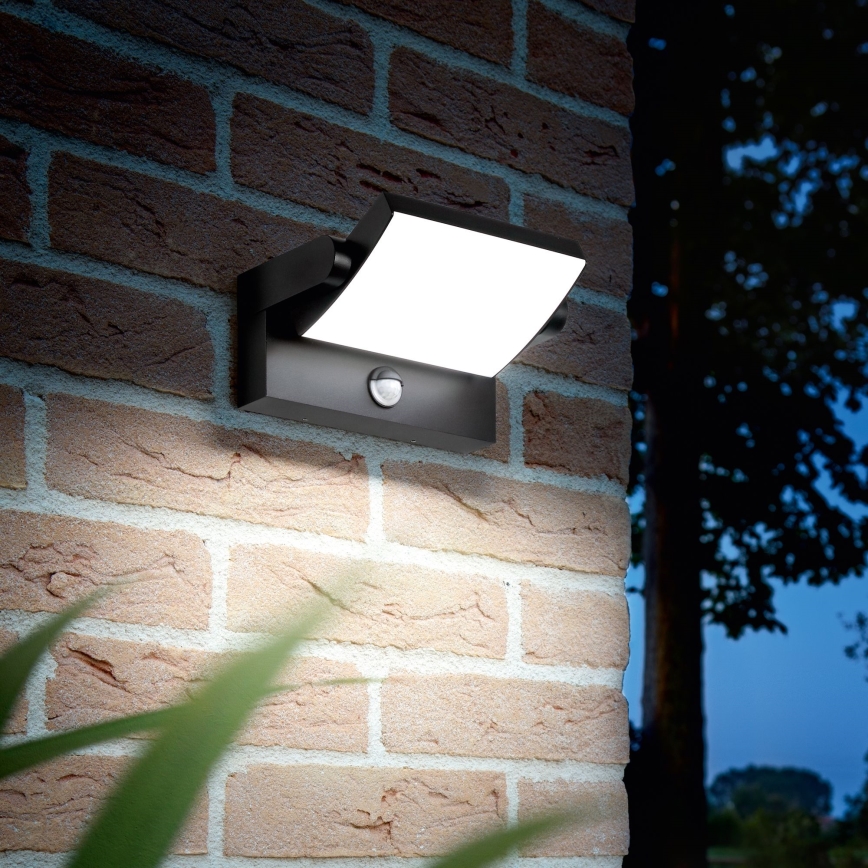 Ideal Lux - LED Ulkovalo anturilla SWIPE LED/21W/230V CRI 90 IP54 musta