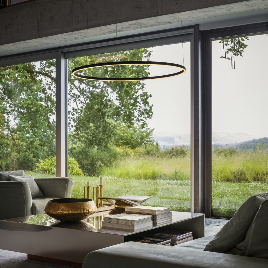 Ideal Lux - ORACLE SLIM LED-riippuvalaisin vaijerilla, 53 W, 230 V, 4000 K, CRI 90, halkaisija 90 cm, musta