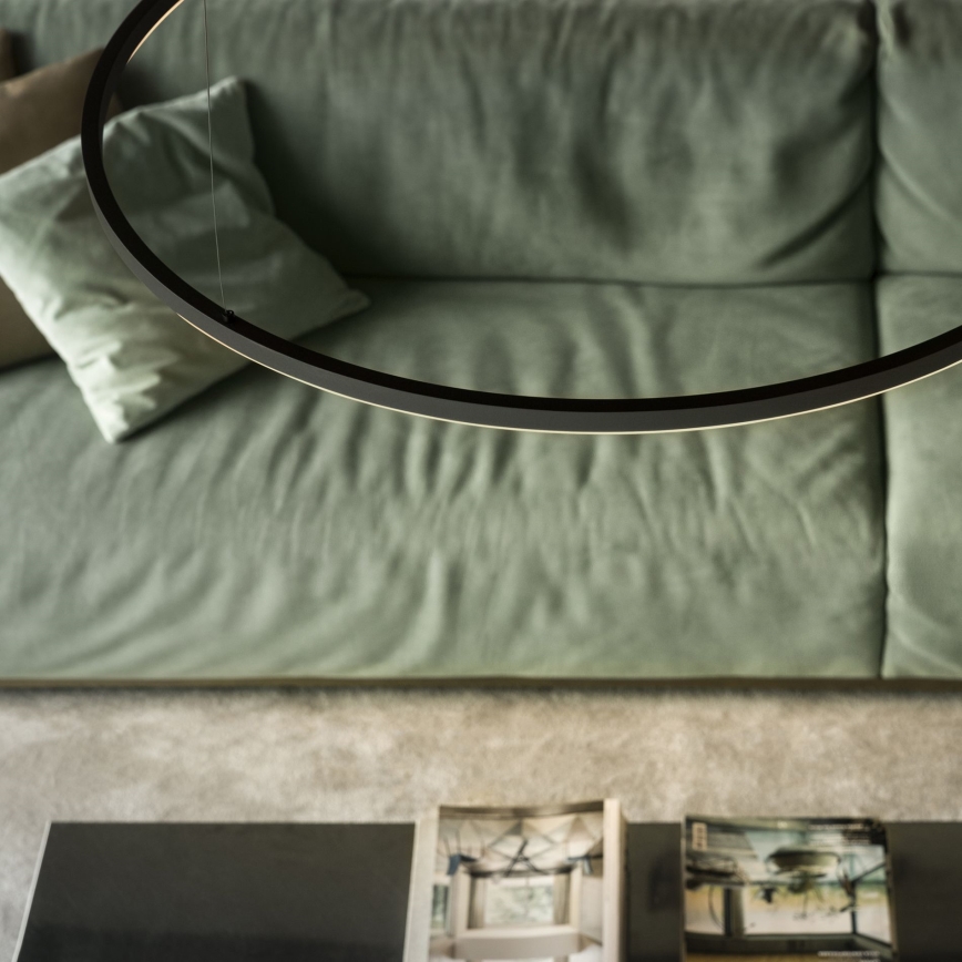 Ideal Lux - ORACLE SLIM LED-riippuvalaisin vaijerilla, 53 W, 230 V, 4000 K, CRI 90, halkaisija 90 cm, musta