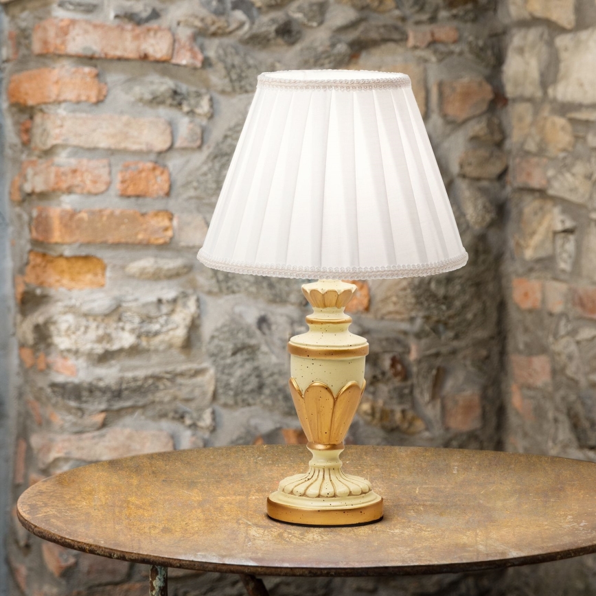 Ideal Lux - Pöytävalaisin FIRENZE 1xE14/40W/230V valkoinen/kulta