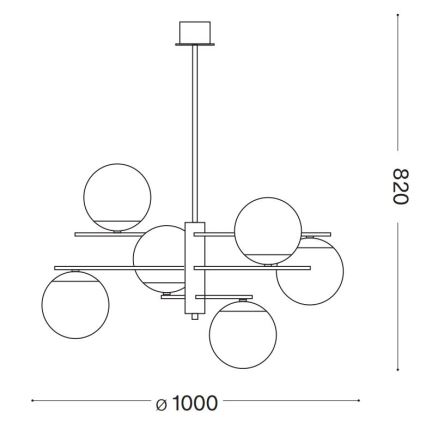 Ideal Lux - Riippukattokruunu GOURMET 6xE14/28W/230V halkaisija 100 cm kulta