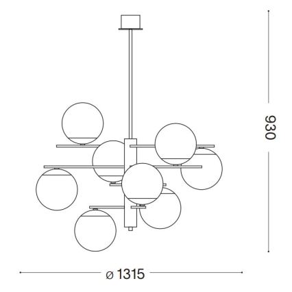 Ideal Lux - Riippukattokruunu GOURMET 9xE14/28W/230V halkaisija 131,5 cm kulta