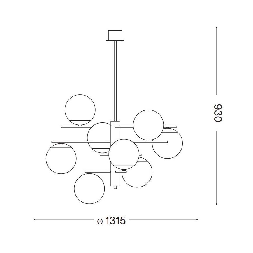 Ideal Lux - Riippukattokruunu GOURMET 9xE14/28W/230V halkaisija 131,5 cm kulta