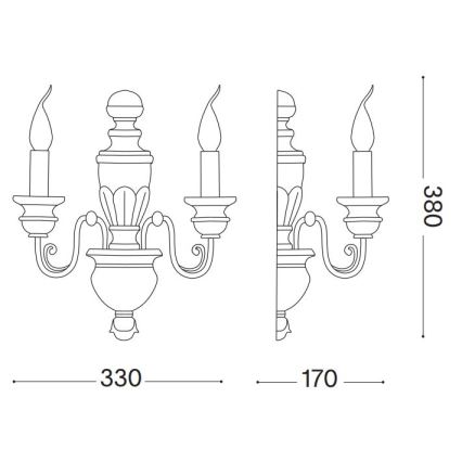 Ideal Lux - Seinävalaisin FIRENZE 2xE14/40W/230V kulta