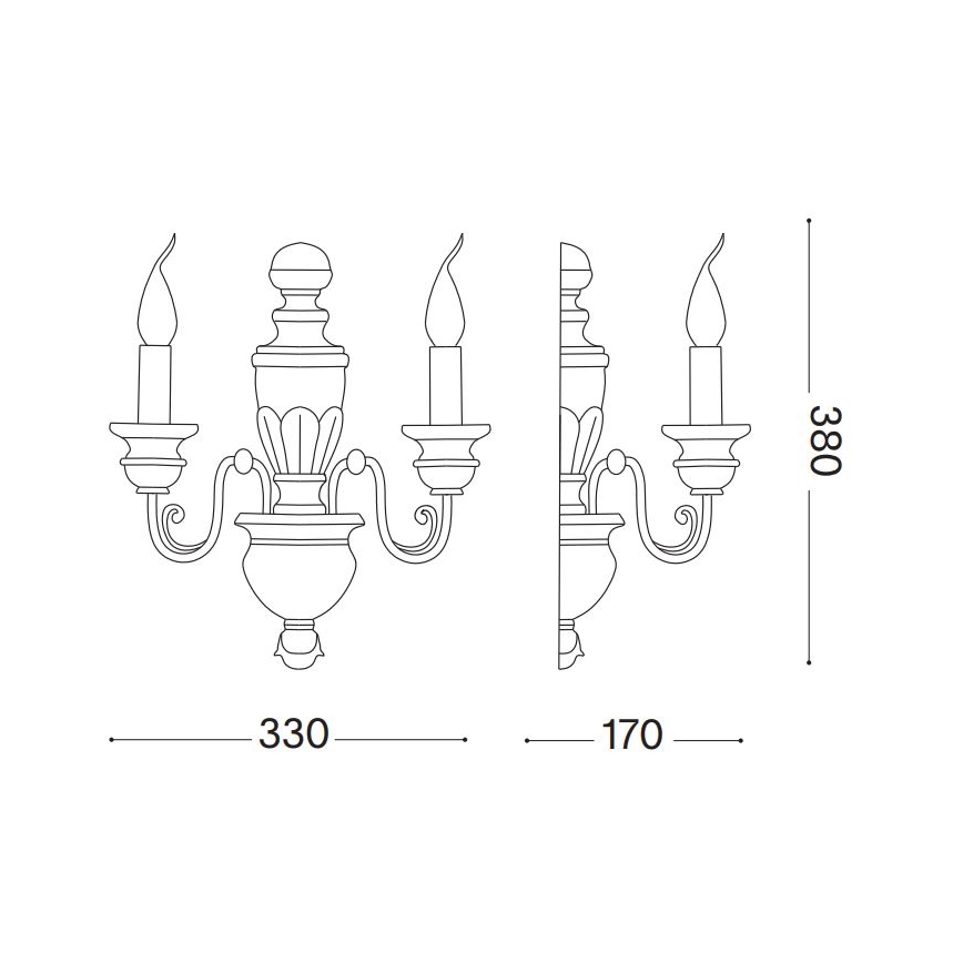 Ideal Lux - Seinävalaisin FIRENZE 2xE14/40W/230V kulta