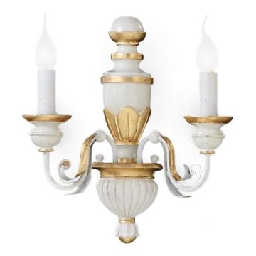 Ideal Lux - Seinävalaisin FIRENZE 2xE14/40W/230V valkoinen/kulta