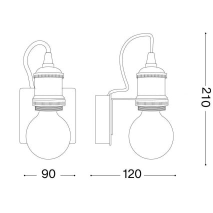 Ideal Lux - Seinävalaisin FRIDA 1xE27/60W/230V kupari
