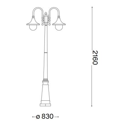 Ideal Lux - Ulkovalaisin CIMA 2xE27/52W/230V 216 cm IP43 patina