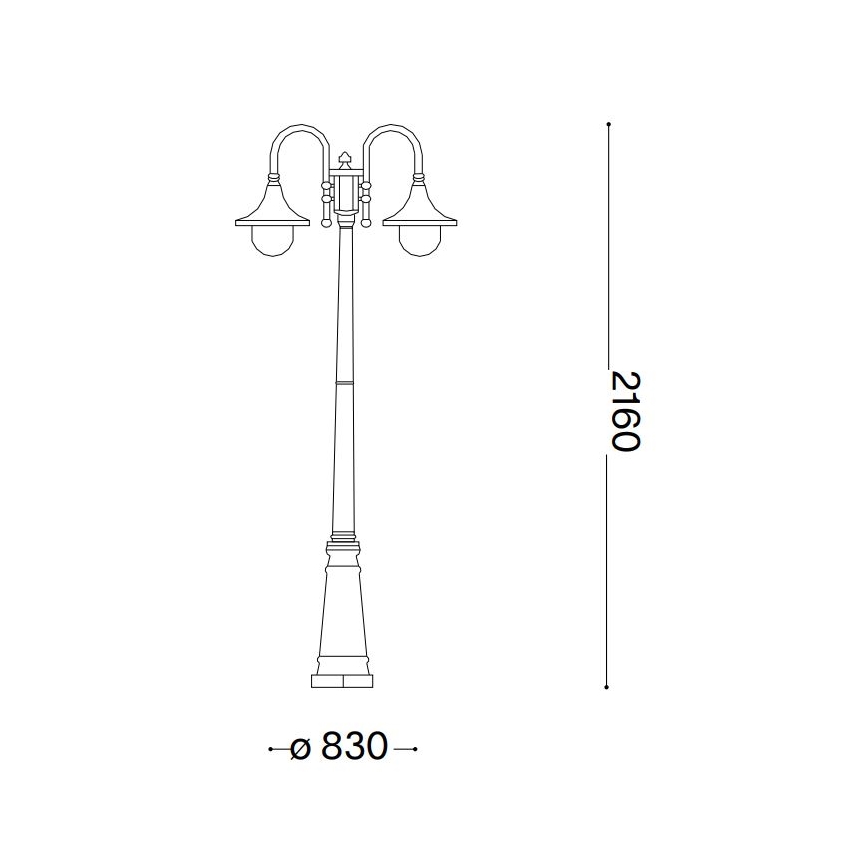 Ideal Lux - Ulkovalaisin CIMA 2xE27/52W/230V 216 cm IP43 patina