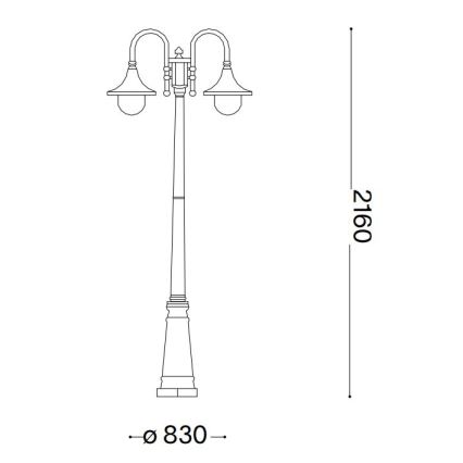 Ideal Lux - Ulkovalaisin CIMA 2xE27/52W/230V 216 cm IP43 ruskea