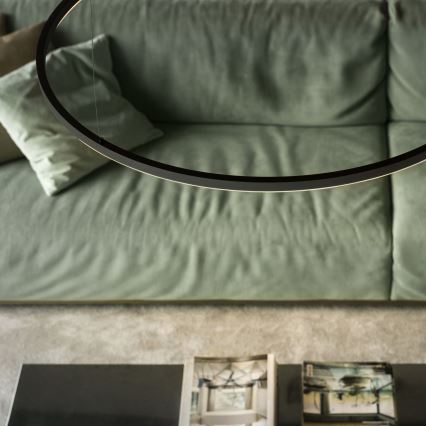 Ideal Lux - LED-riippuvalaisin vaijerilla ORACLE SLIM, 83 W / 230 V, 4000 K CRI 90, Ø 150 cm, musta