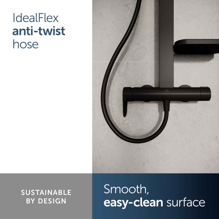 Ideal Standard BD584XG - Suihkusetti CERAFLOW ALU+ sekoittimella, mattamusta