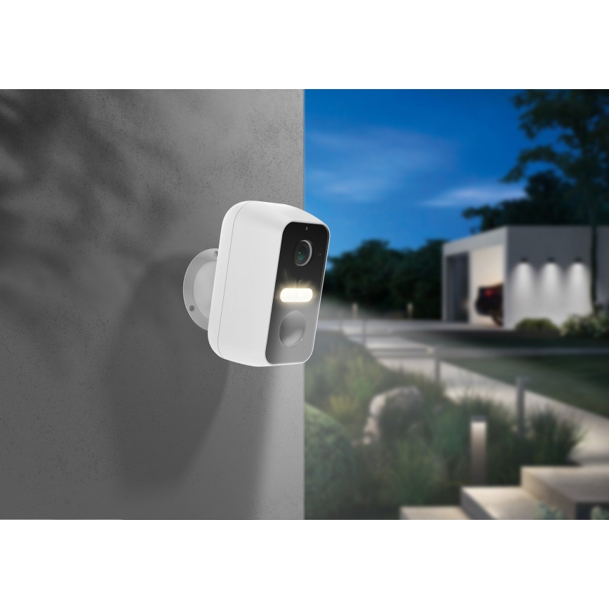 Älykäs ulkokamera liiketunnistimella 2K 9600 mAh IP65 Wi‑Fi Tuya valkoinen